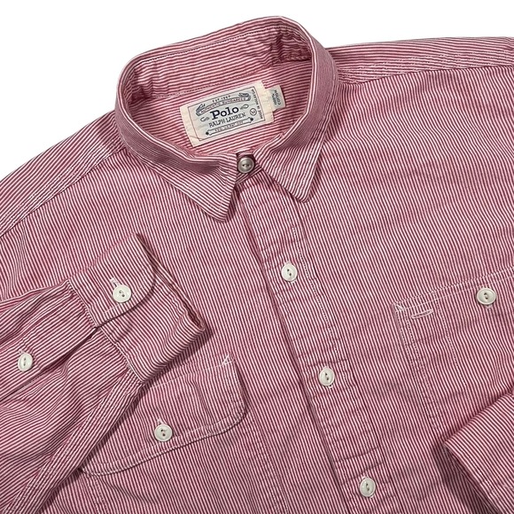 Polo Ralph Lauren Other - Polo Ralph Lauren Button Down Mens M Red Hickory Stripe Shirt Long Sleeve *Flaw